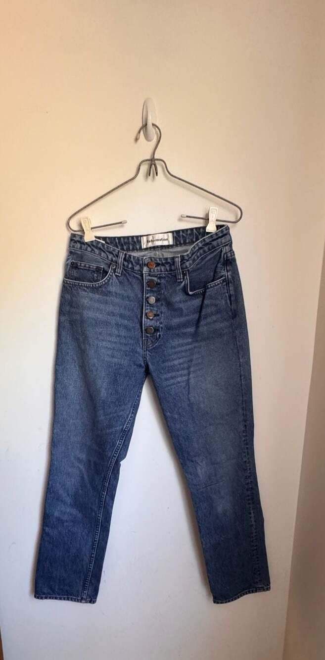 Reformation Mid Rise Button Fly Straight Leg Jeans